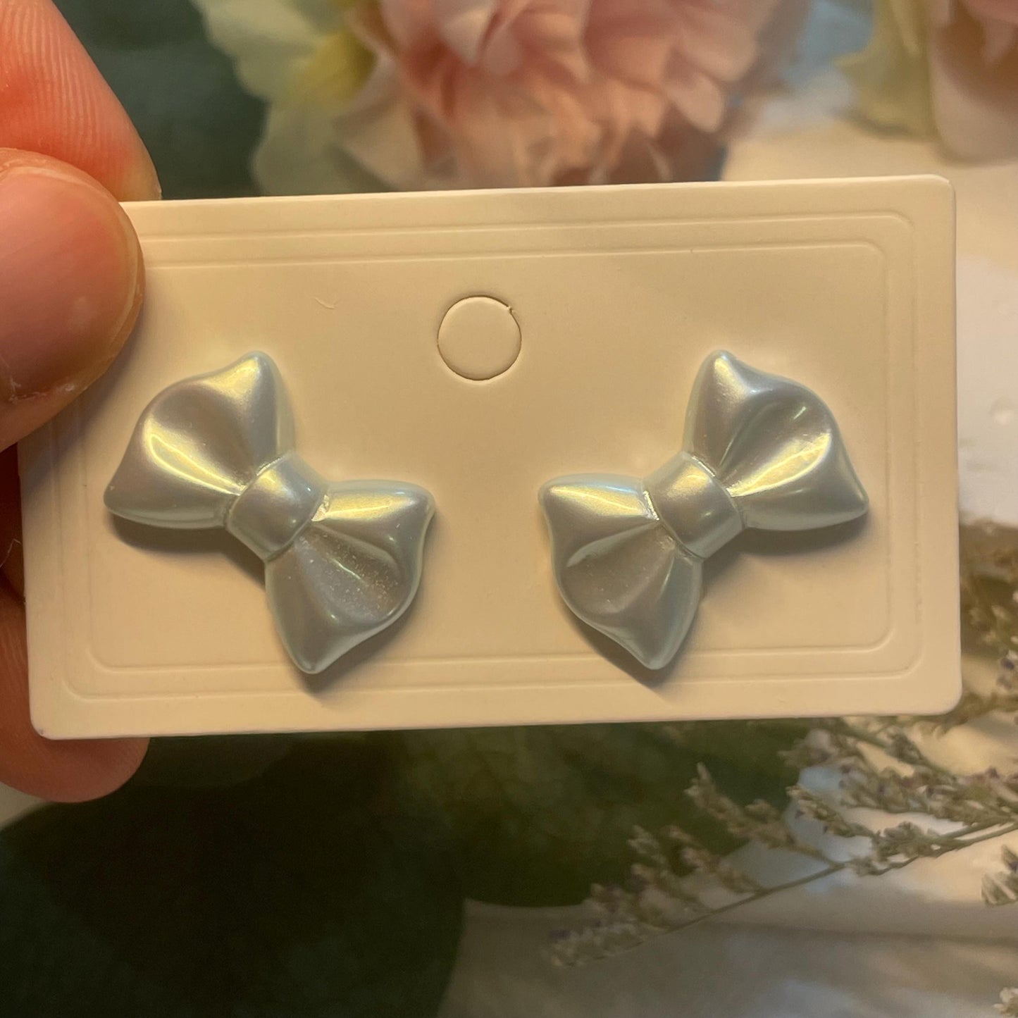 Light Blue Ribbon Bow Earrings Butterfly Bow Stud Earrings Coquette Earrings Bowknot Earrings Christmas Gift Mother's Day Gift Daughter Gift