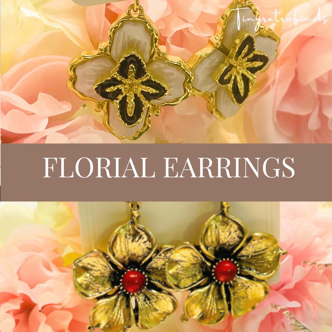 Floral Earrings Collections | Vintage Inspired flower earrings for Women | 925 sliver or 18k gold plated earring post | Jewelry Gift for Her