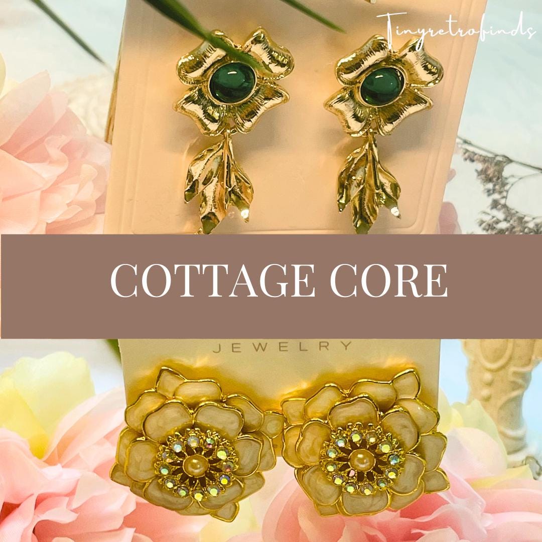 Cottagecore Earrings Collections | Cottage core flower earrings for Women | 925 sliver or 18k gold plated earring post, Jewelry Gift for Her