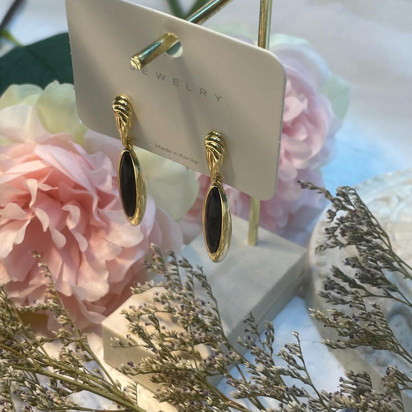 Black Long Dangle Earrings Art Deco, Statement Long Drop Black Earrings, Vintage Gold Earrings, Hypoallergenic Black Earrings, Birthday Gift