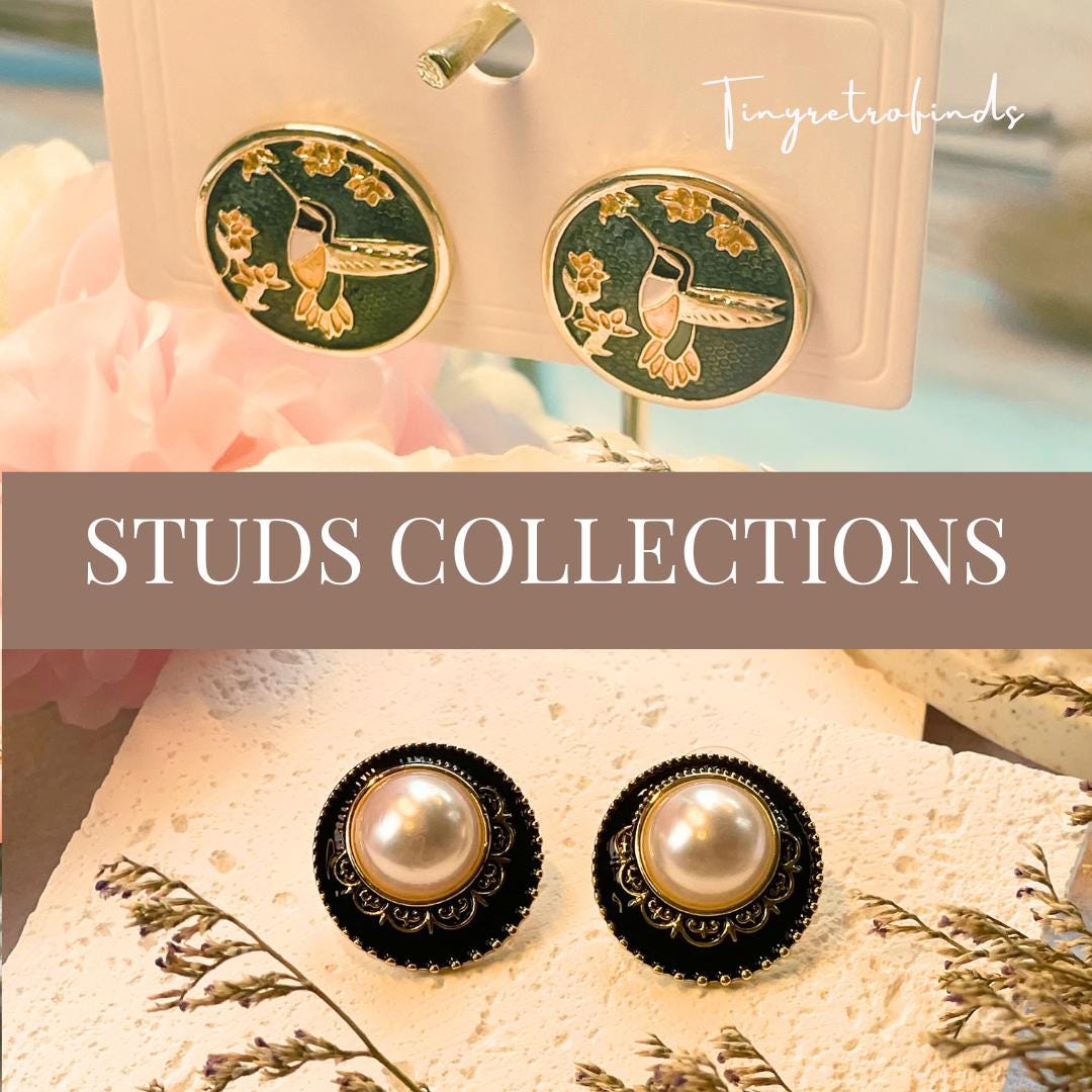 Vintage Inspired Stud Earrings Collections | 925 sliver or 18k gold plated earring post | Elegant Earrings for Women | Jewelry Gift for Her